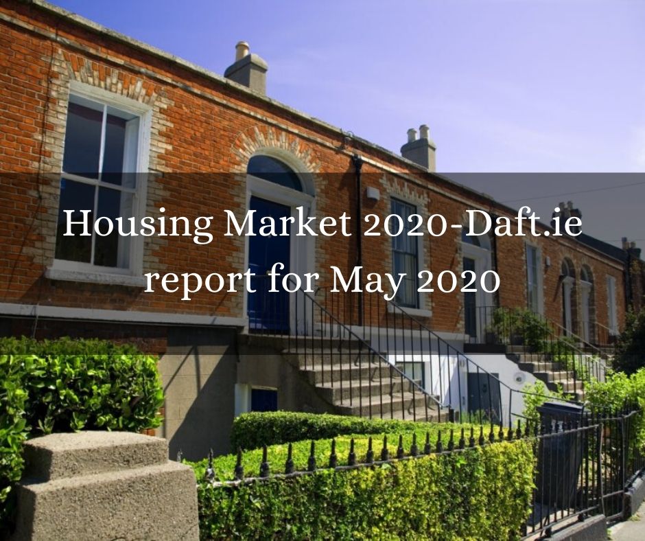 brown brick bungalow with a blue door under a summer day in Dublin